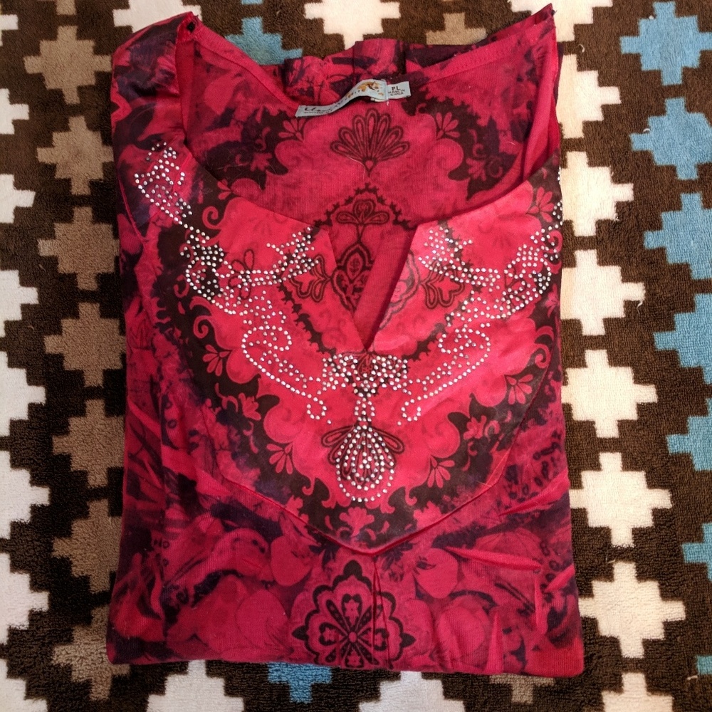 Used Unity World Wear Patterned Top Size PL - Picture 6 of 8
